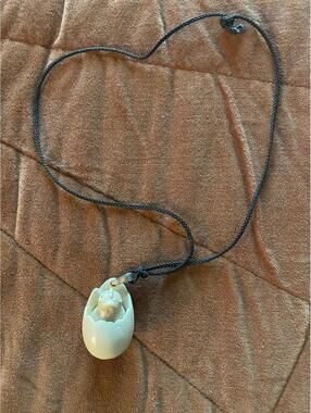 Vintage Ivory baby chick in egg rope neckless
